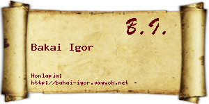 Bakai Igor névjegykártya